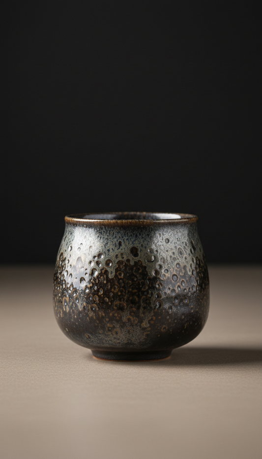 Earth black silver oil-drop cup