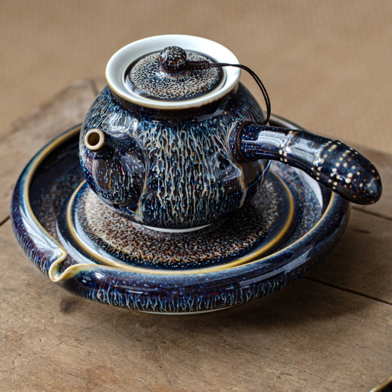 Blue Gold Wave Pattern Teapot