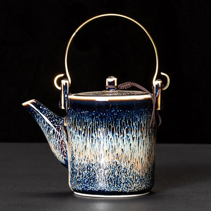 Blue Gold Wave Pattern Teapot