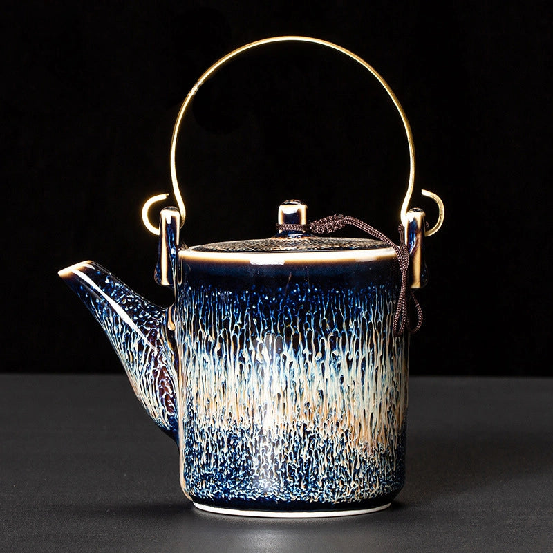Blue Gold Wave Pattern Teapot