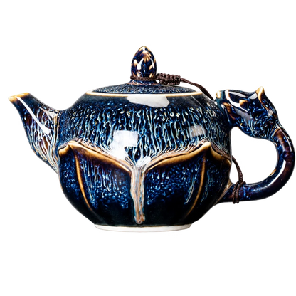 Blue Gold Wave Pattern Teapot