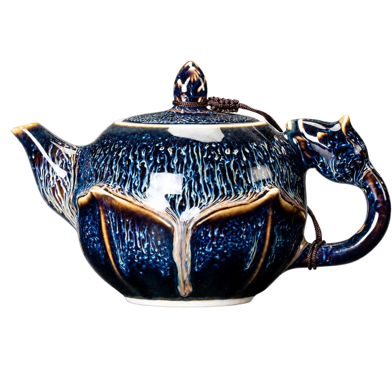 Blue Gold Wave Pattern Teapot
