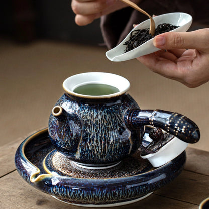 Blue Gold Wave Pattern Teapot