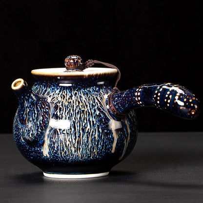 Blue Gold Wave Pattern Teapot