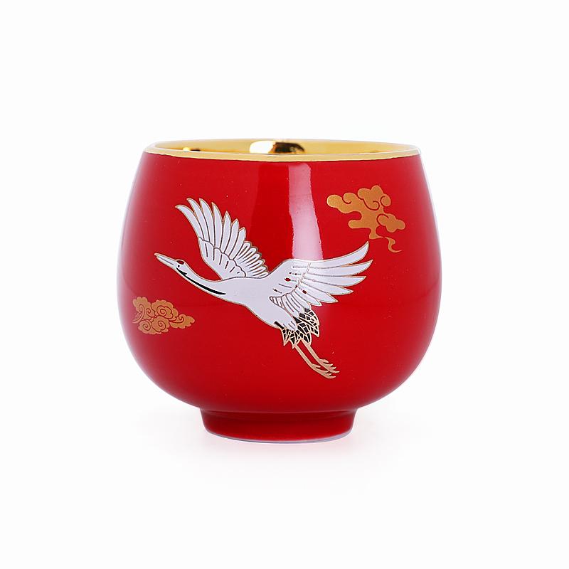 Japanese Crane Tenmoku Tea Cup