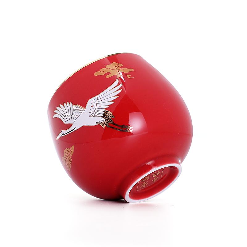 Japanese Crane Tenmoku Tea Cup