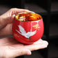 Japanese Crane Tenmoku Tea Cup