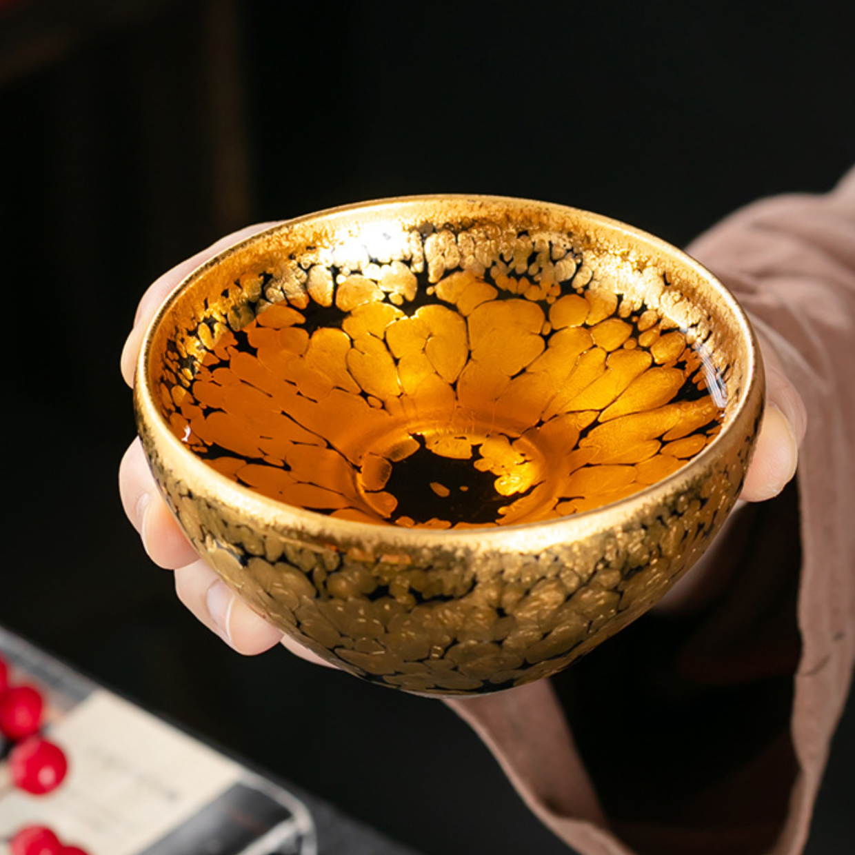 Golden Speck Tenmoku Ceramic Tea Cup