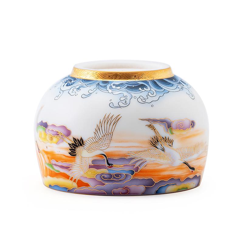 Golden Crane Tenmoku Ceramic Tea Cup
