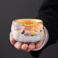 Golden Crane Tenmoku Ceramic Tea Cup