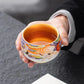 Golden Crane Tenmoku Ceramic Tea Cup