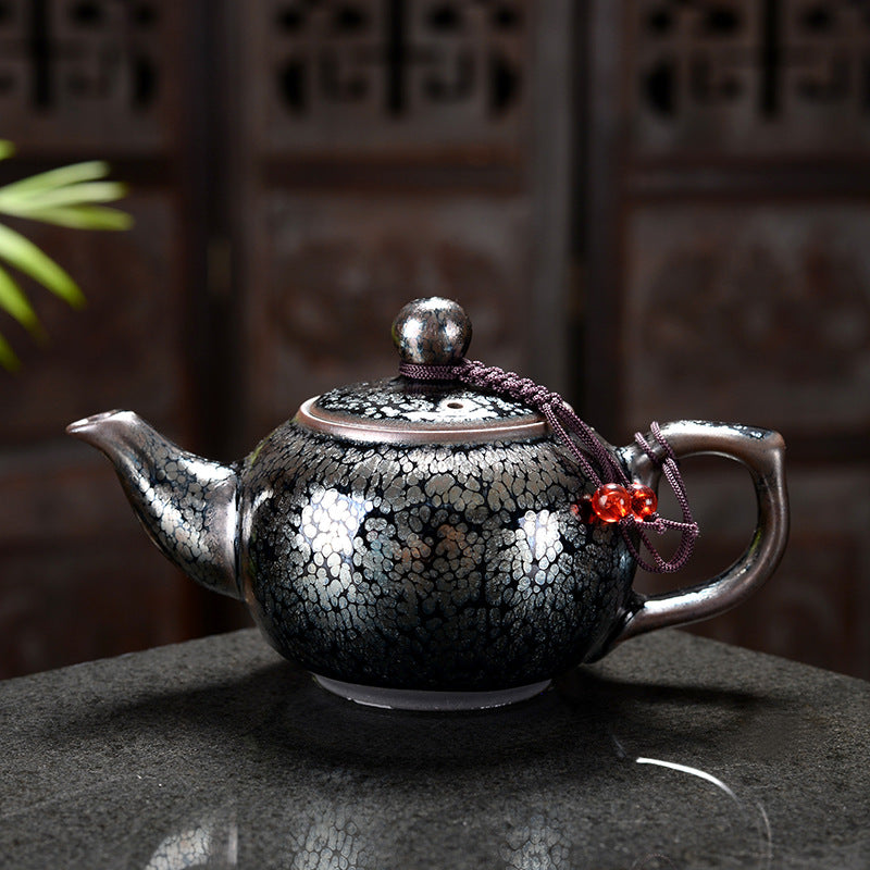 Japanese Silver Black Kung Fu Teapot
