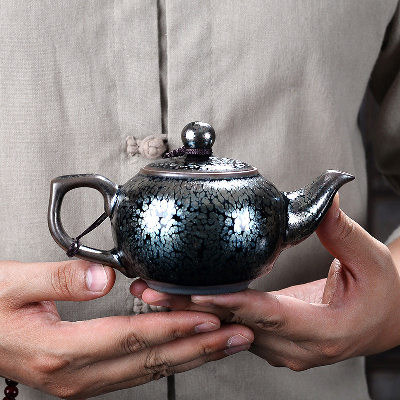 Japanese Silver Black Kung Fu Teapot