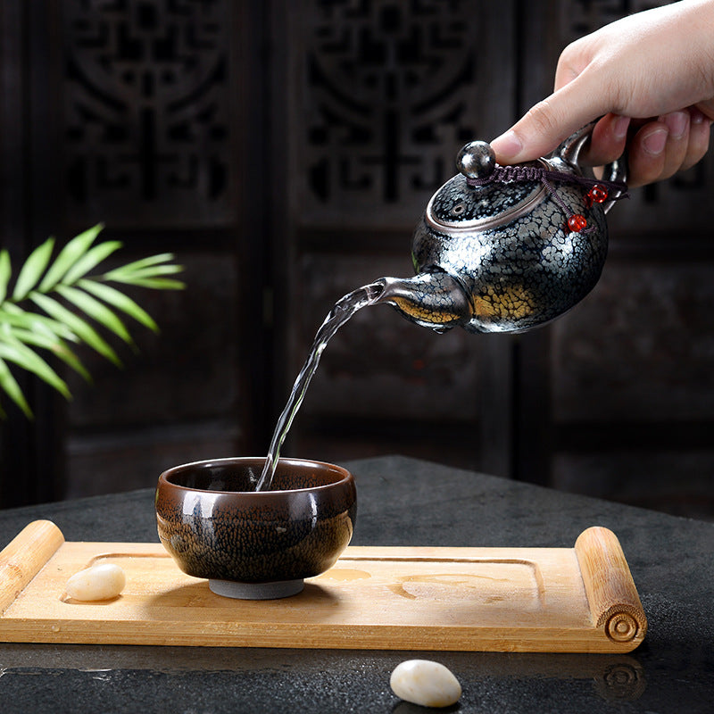 Japanese Silver Black Kung Fu Teapot