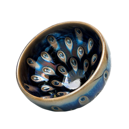 Peacock Eyes Tenmoku Tea Cup