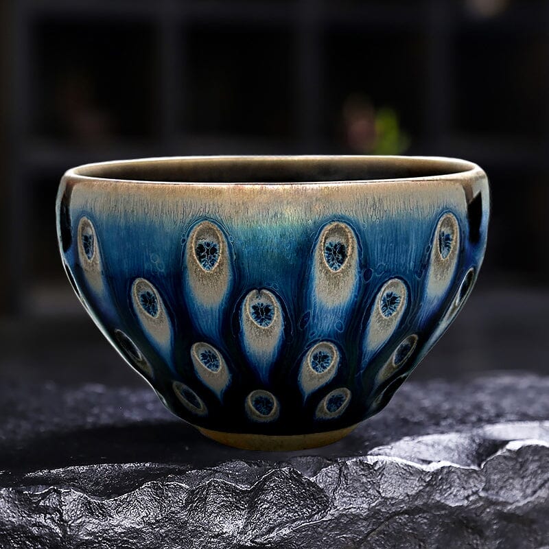Peacock Eyes Tenmoku Tea Cup