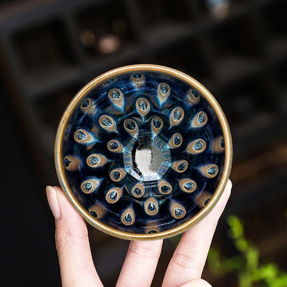 Peacock Eyes Tenmoku Tea Cup