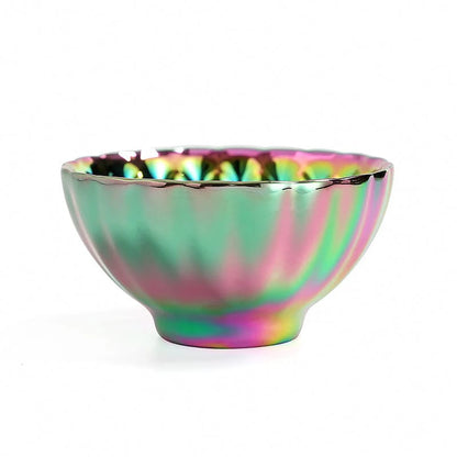 Vivid Peacock Tenmoku Tea Cup