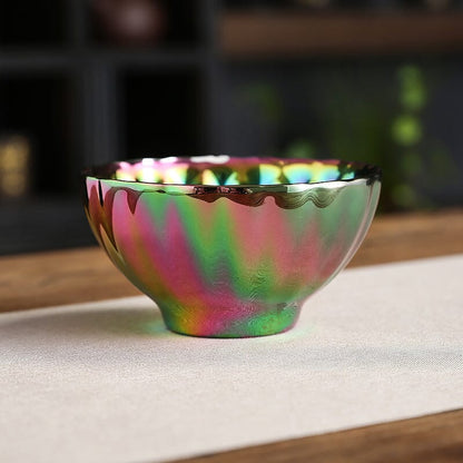 Vivid Peacock Tenmoku Tea Cup