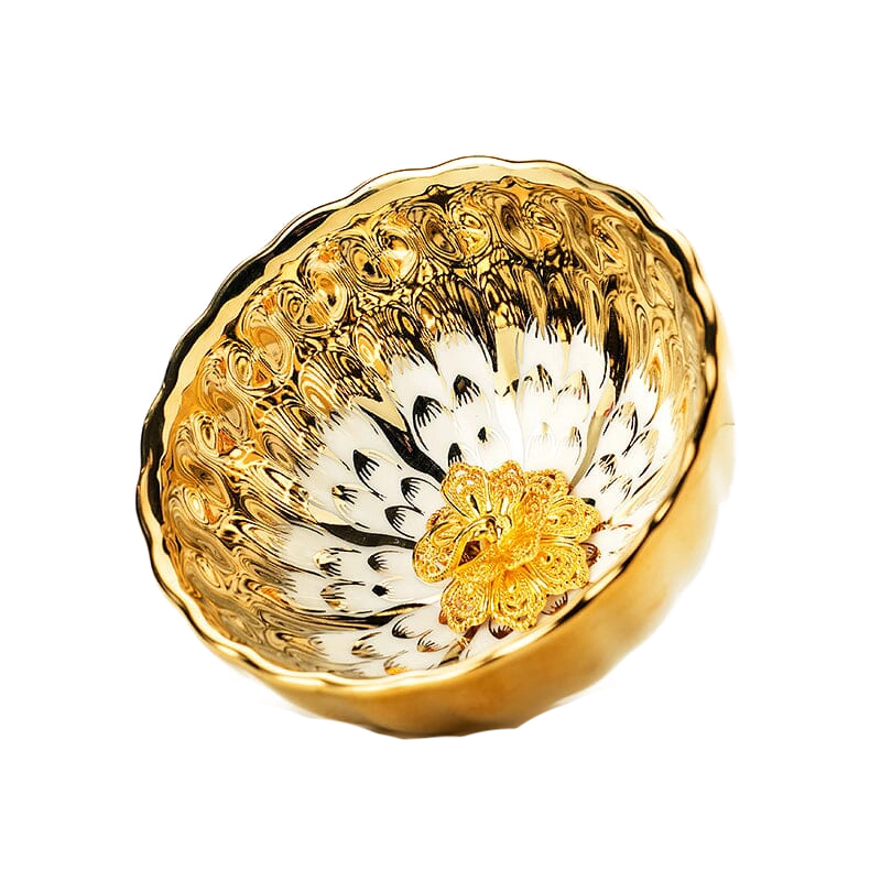 Vivid Gold Tenmoku Tea Cup