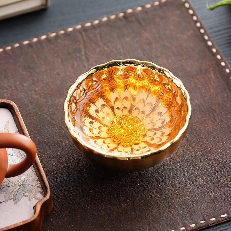 Vivid Gold Tenmoku Tea Cup
