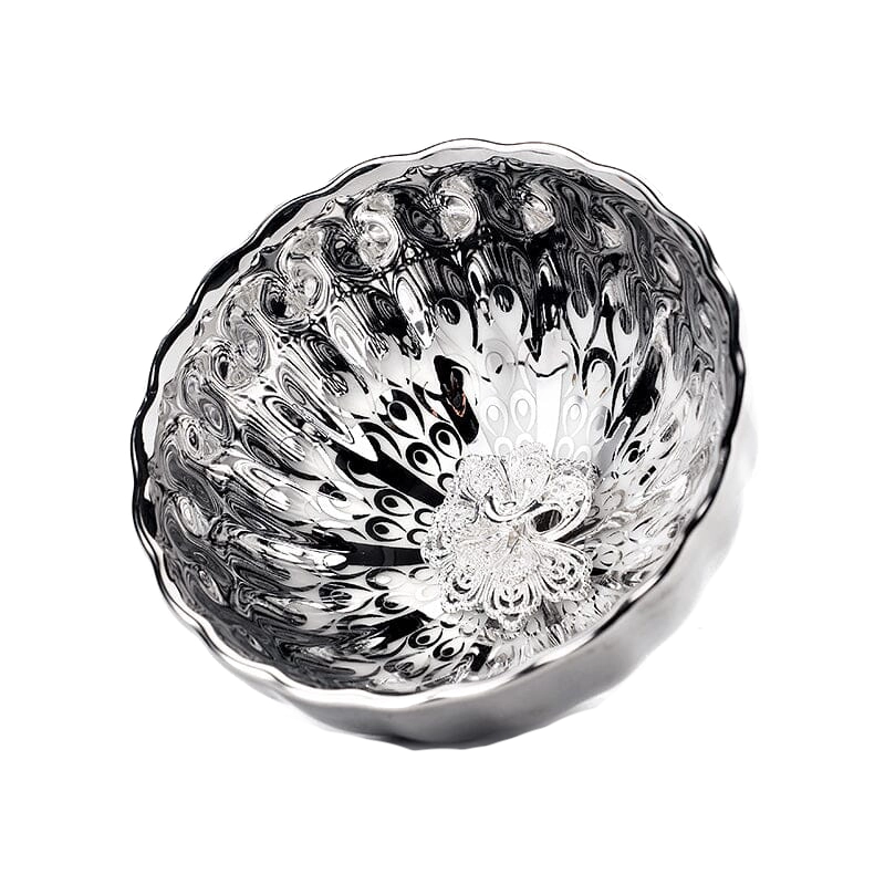 Vivid Silver Tenmoku Tea Cup