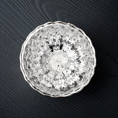 Vivid Silver Tenmoku Tea Cup