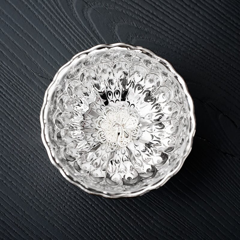 Vivid Silver Tenmoku Tea Cup
