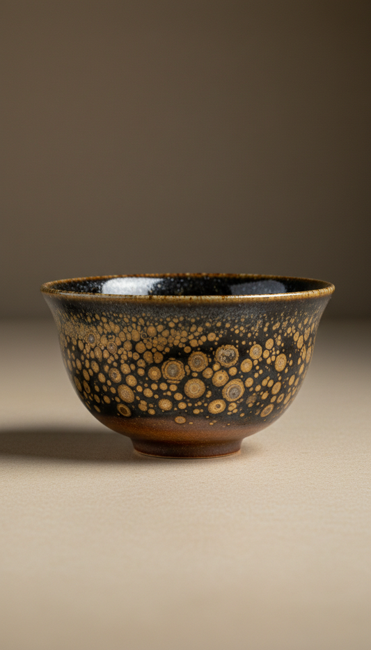 Soft gold Tenmoku tea cup