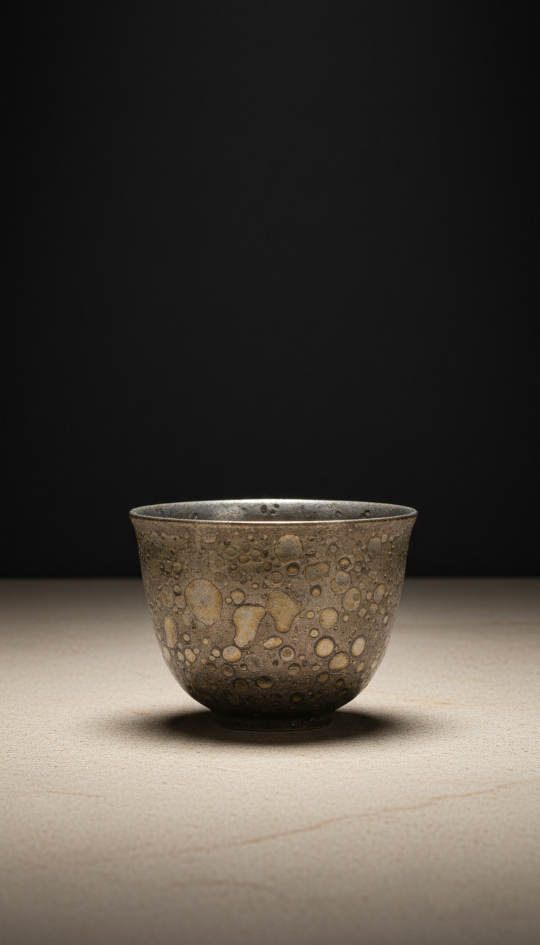 Weathered silver oil-drop cup