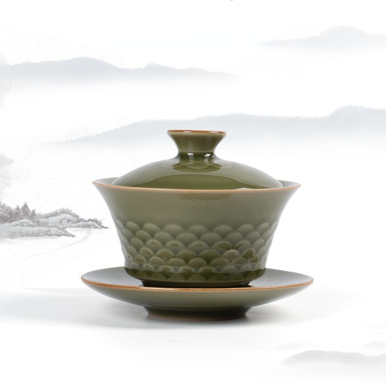 Art Tea Cup JianZhan Tenmoku Gai Wan Fish Scale