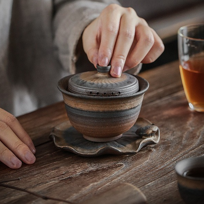 Art Tea Cup JianZhan Tenmoku Gai Wan Lotus