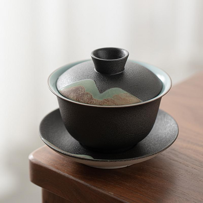 Art Tea Cup JianZhan Tenmoku Gai Wan Far Mountain