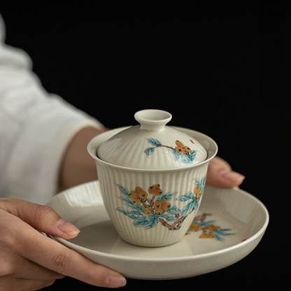 Art Tea Cup JianZhan Tenmoku Plant Gai Wan