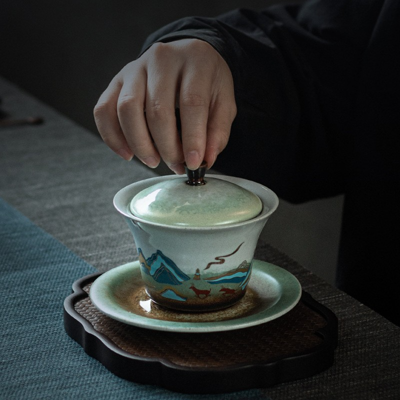 Art Tea Cup JianZhan Tenmoku Tea Cup Deer