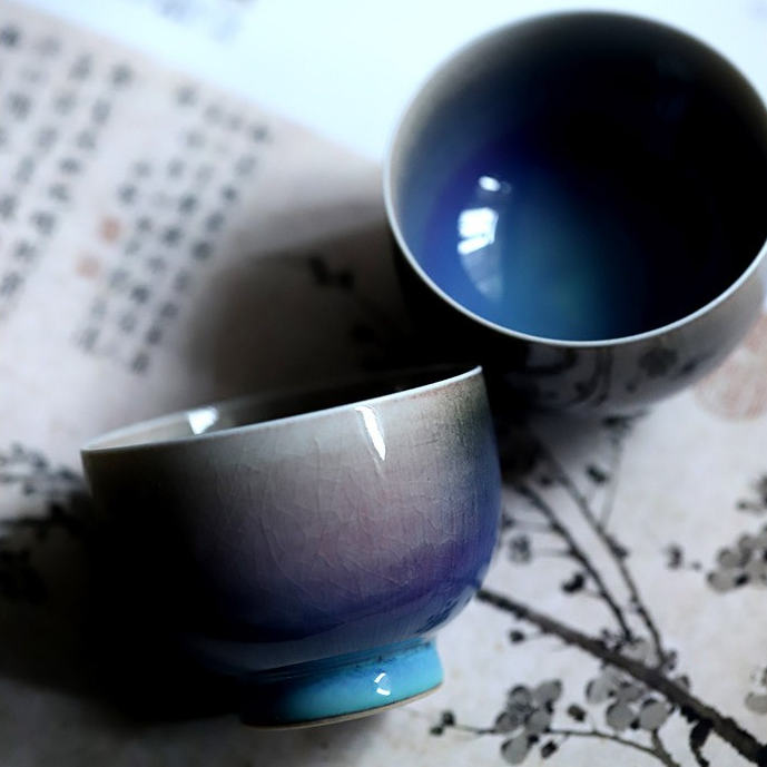 Art Tea Cup JianZhan Tenmoku Teacup Symphony Blue