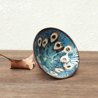 Art Tea Cup JianZhan Tenmoku Tea Cup Noble Peacock