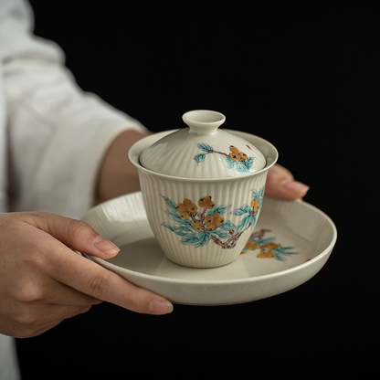 Art Tea Cup JianZhan Tenmoku Plant Gai Wan