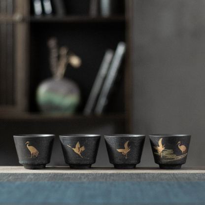 Art Tea Cup JianZhan Tenmoku Silver Spot Tea Set