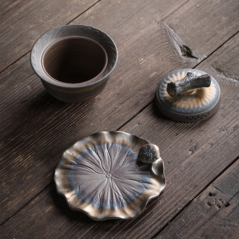Art Tea Cup JianZhan Tenmoku Gai Wan Lotus