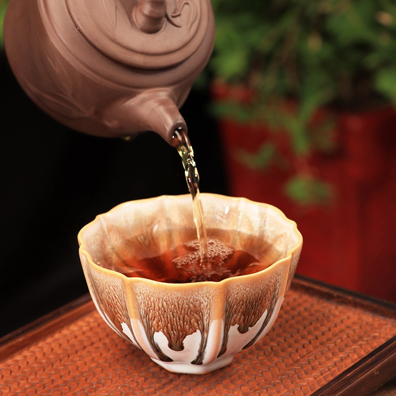 Art Tea Cup JianZhan Tenmoku Teacup Peacock Feather