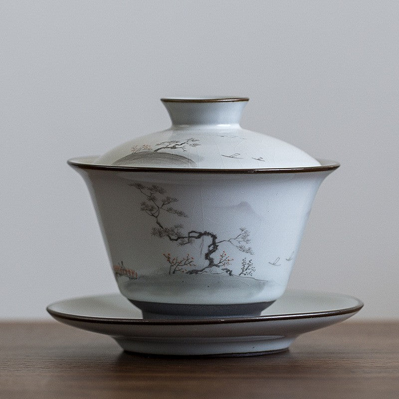 Art Tea Cup JianZhan Tenmoku Scenery Gai Wan