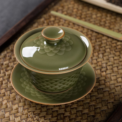 Art Tea Cup JianZhan Tenmoku Gai Wan Fish Scale