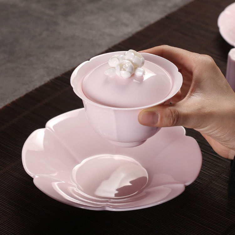 Art Tea Cup JianZhan Tenmoku Gai Wan Sakura