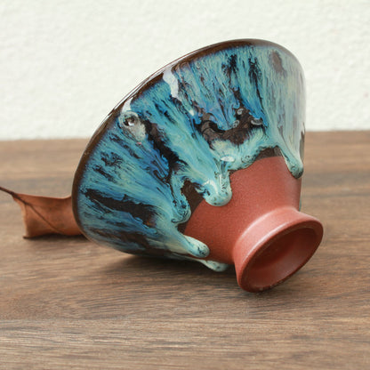 Art Tea Cup JianZhan Tenmoku Tea Cup Noble Peacock