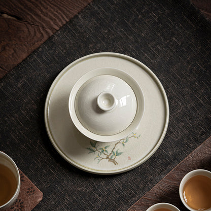 Art Tea Cup JianZhan Tenmoku Gai Wan Osmanthus