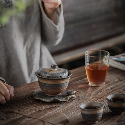 Art Tea Cup JianZhan Tenmoku Gai Wan Lotus