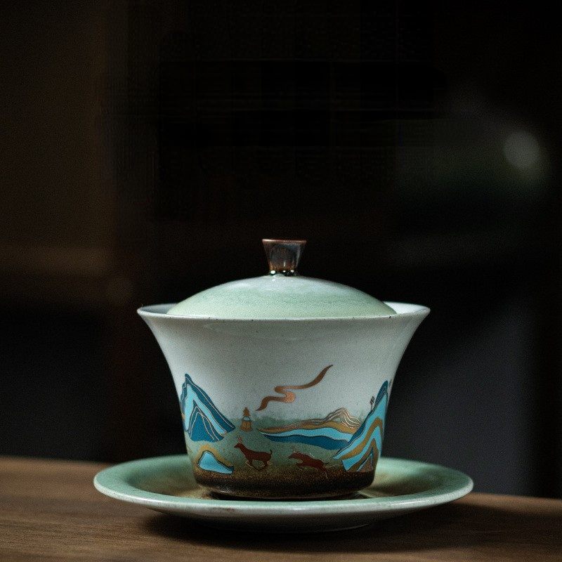 Art Tea Cup JianZhan Tenmoku Tea Cup Deer