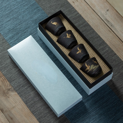 Art Tea Cup JianZhan Tenmoku Silver Spot Tea Set