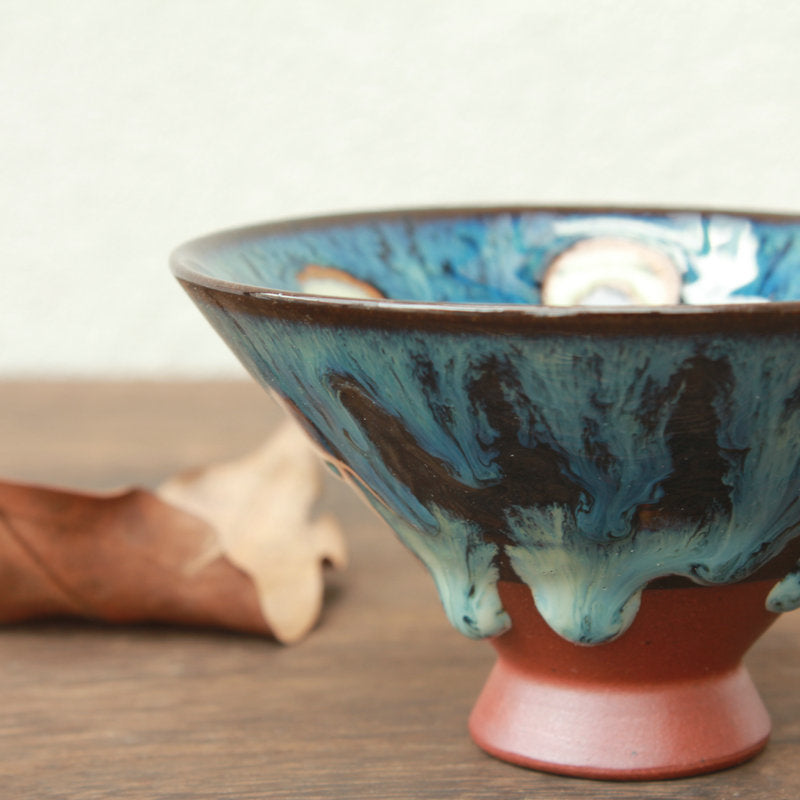 Art Tea Cup JianZhan Tenmoku Tea Cup Noble Peacock
